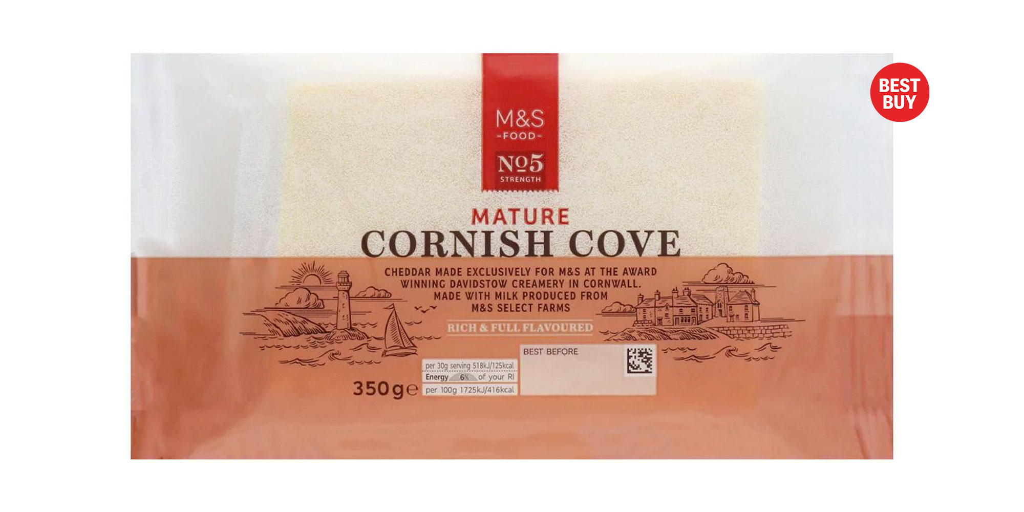 M&S Mature Cornish Cove Cheddar with Best Buy logo