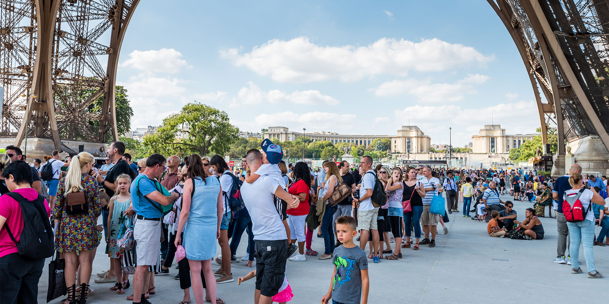 Tourists at the Eiffel Tower