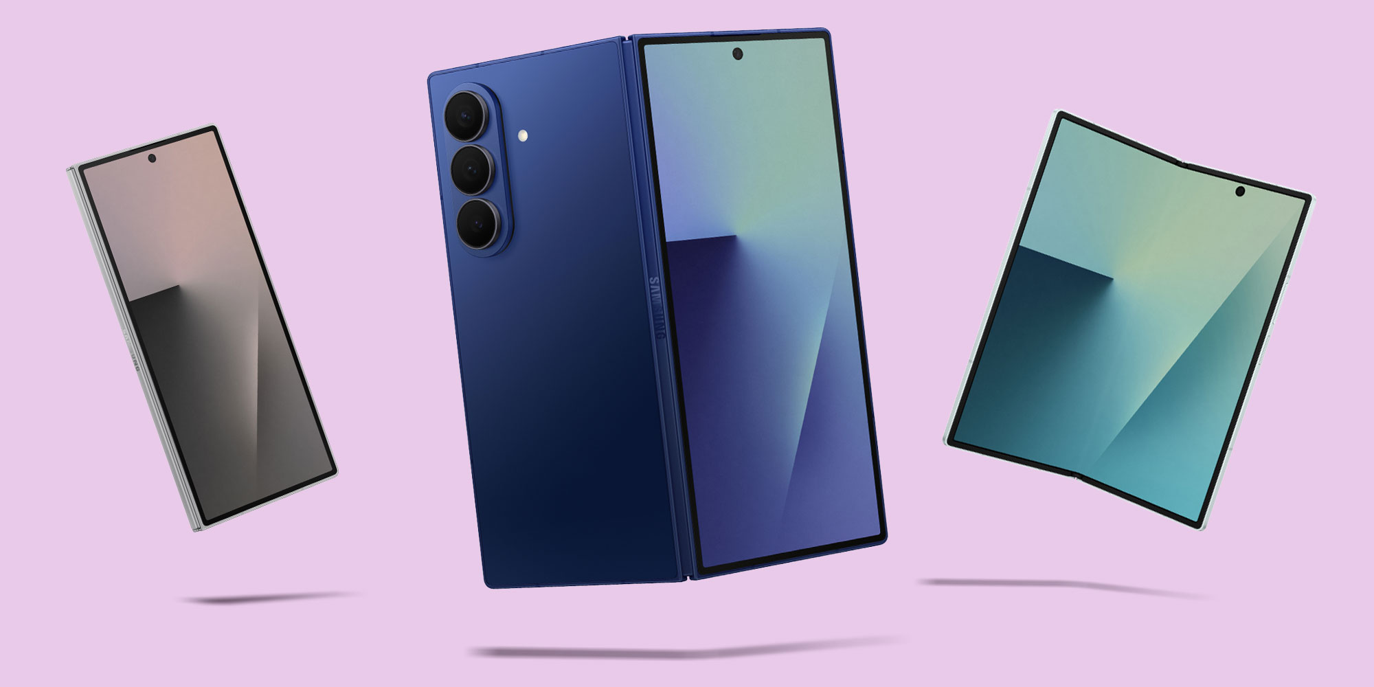 Three different views of the Samsung Galaxy Z Fold7