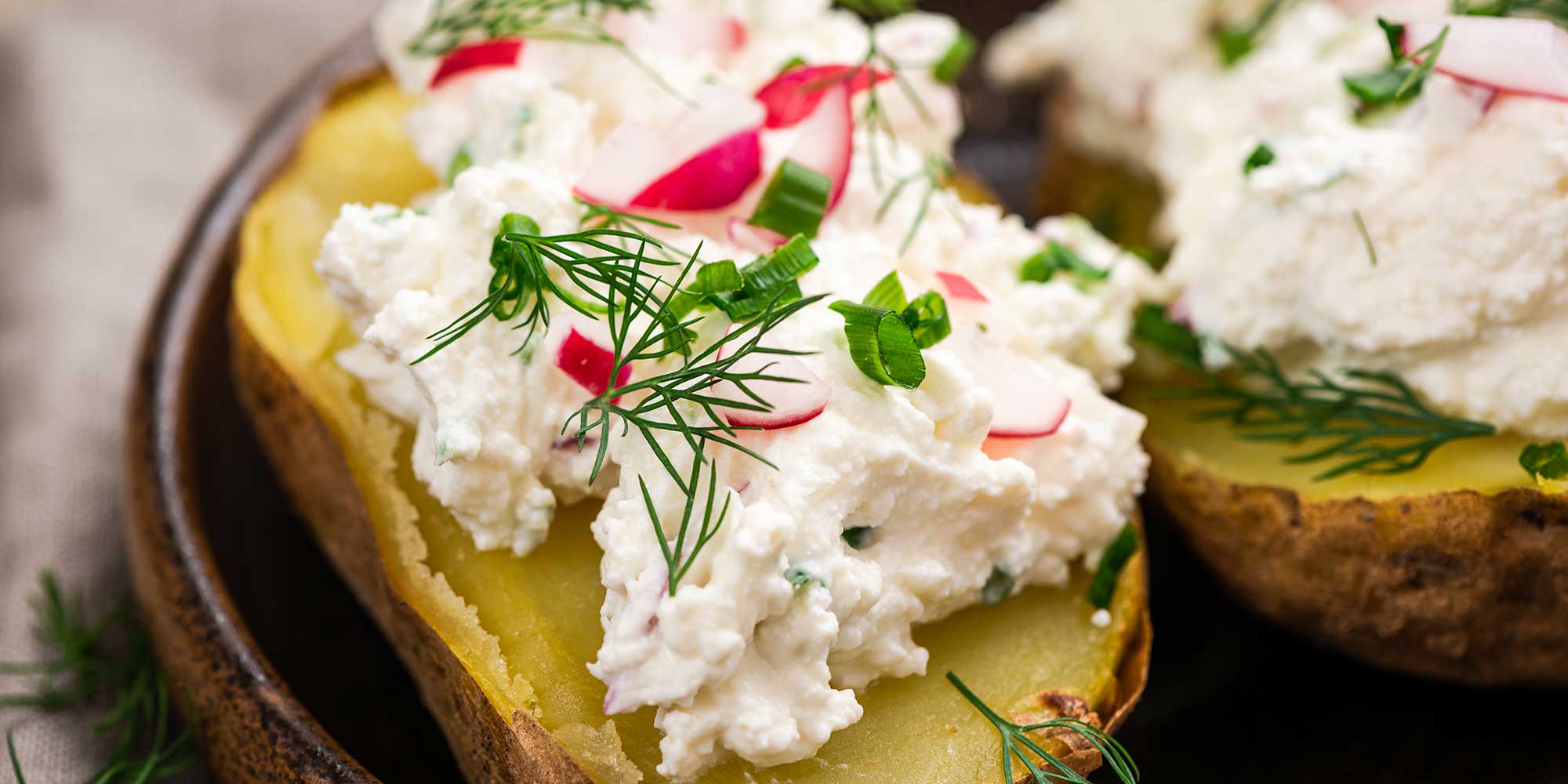Jacket potato with cottage cheese filling