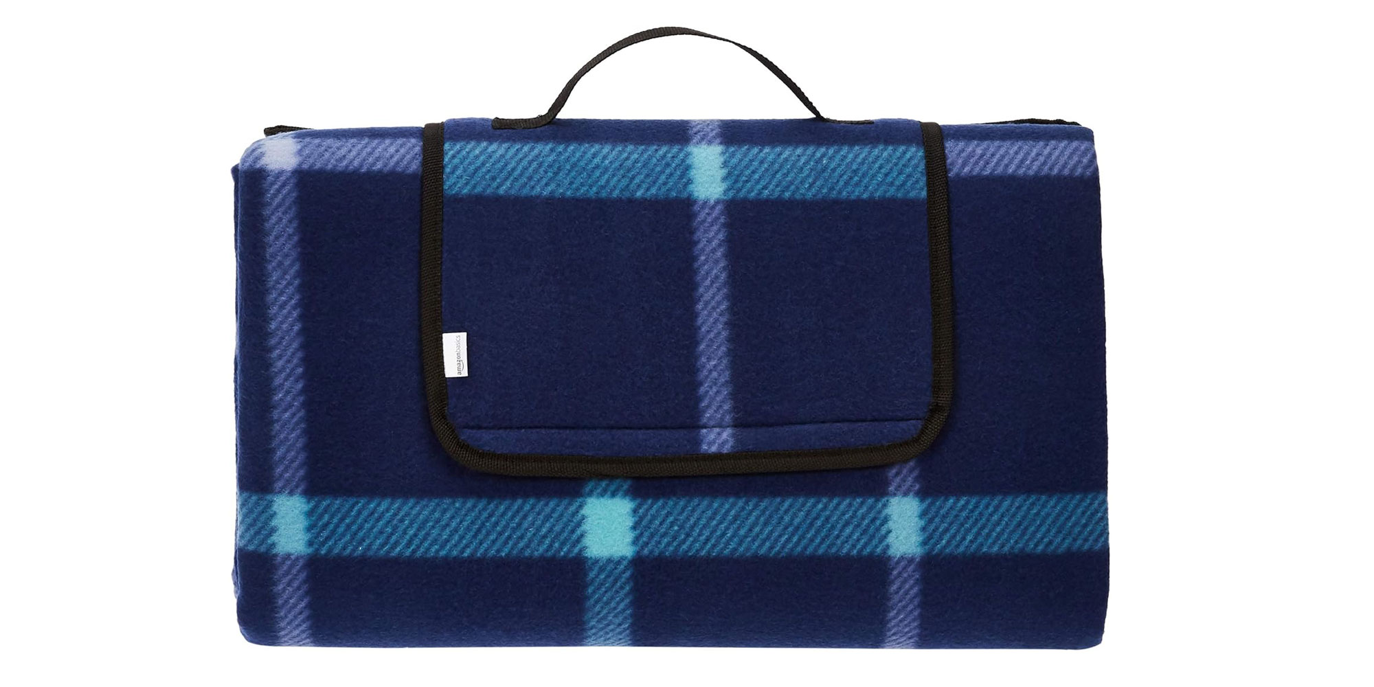 Amazon Basics blue plaid picnic blanket