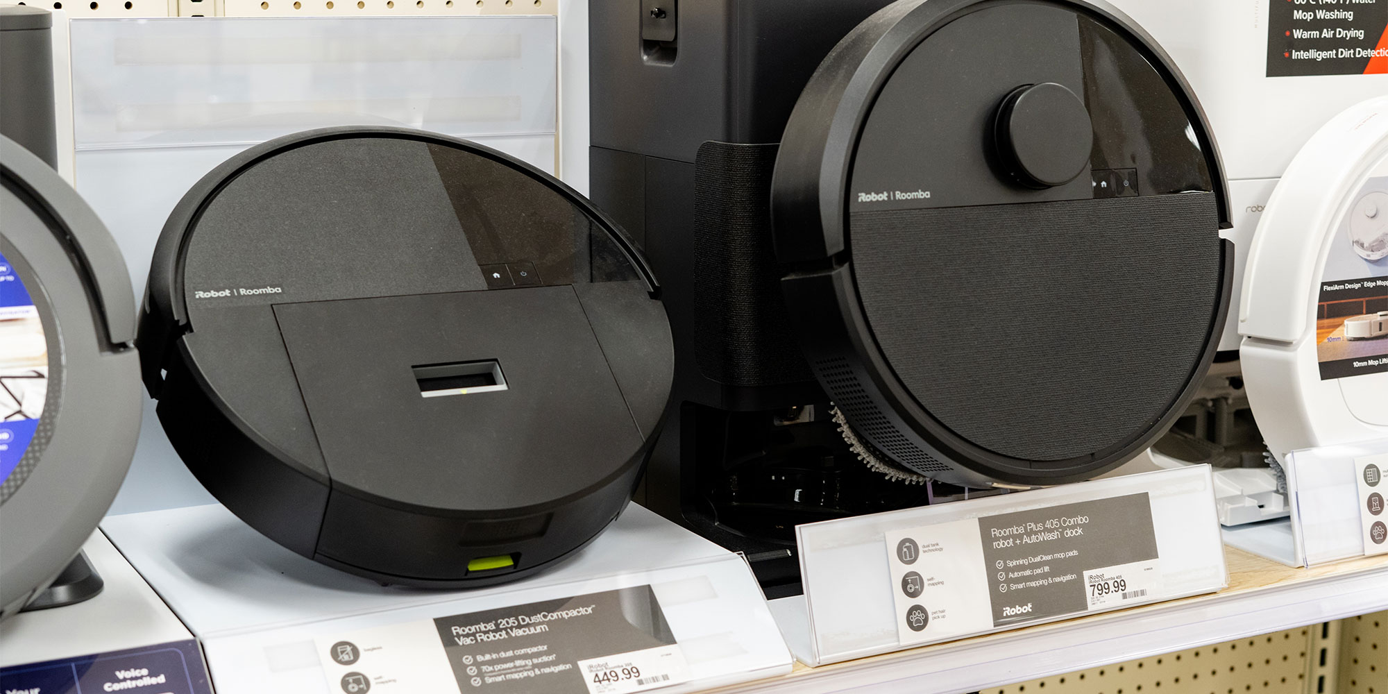Robot vacuum cleaners on a store shelf