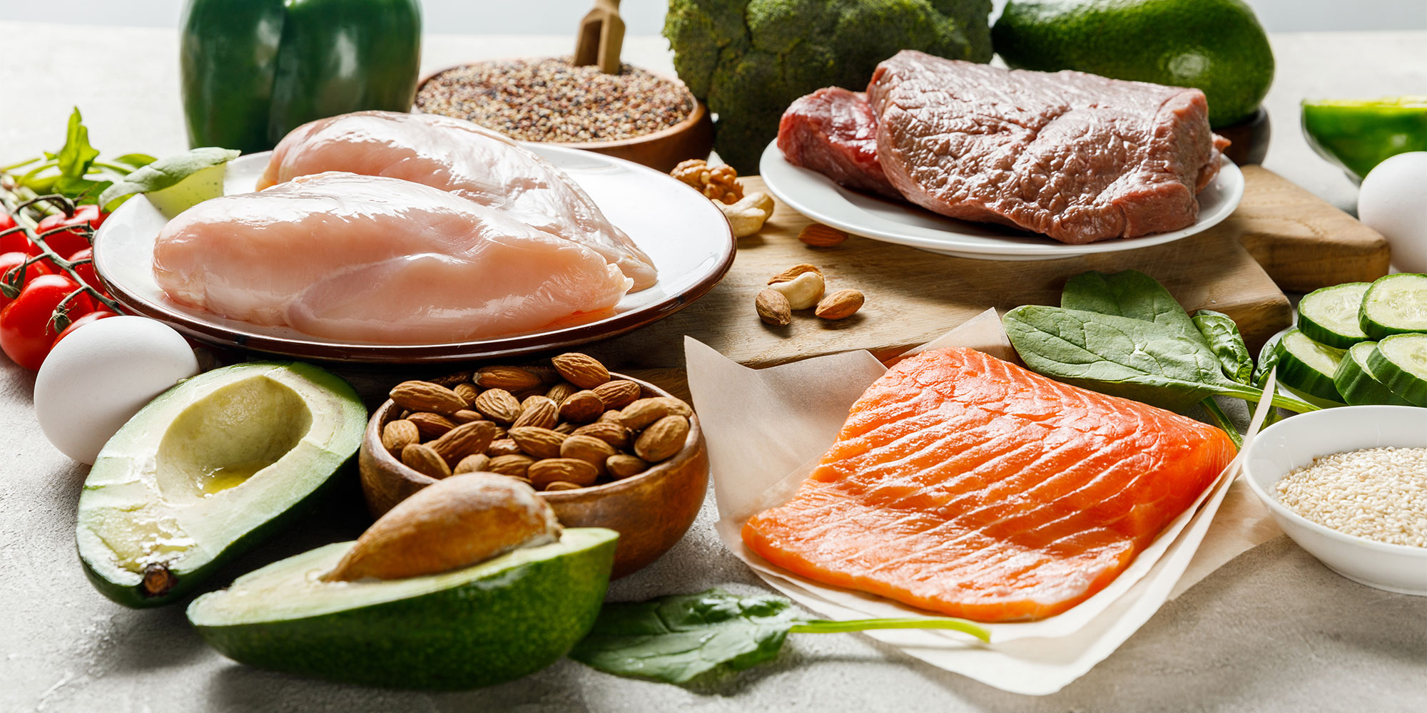 A selection of foods high in protein