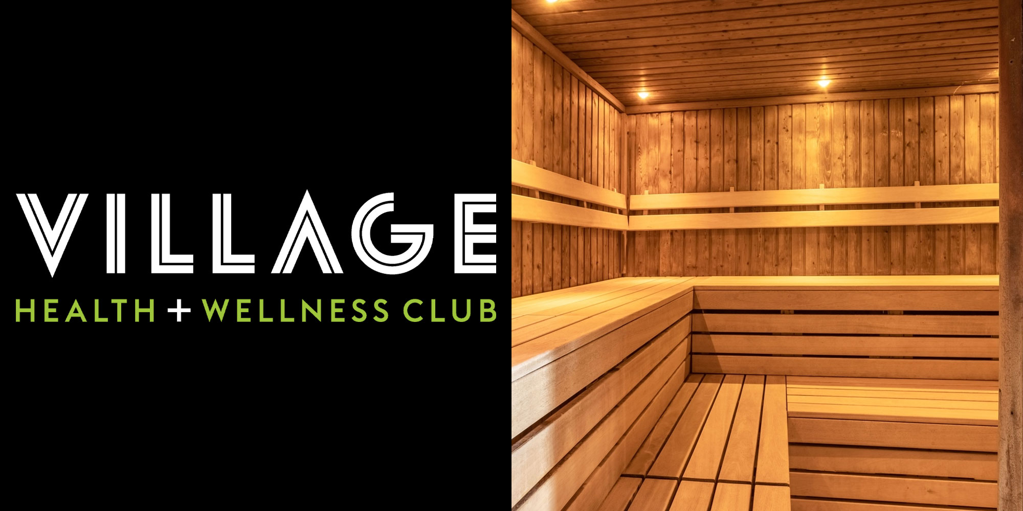 Village gym review sauna and logo 