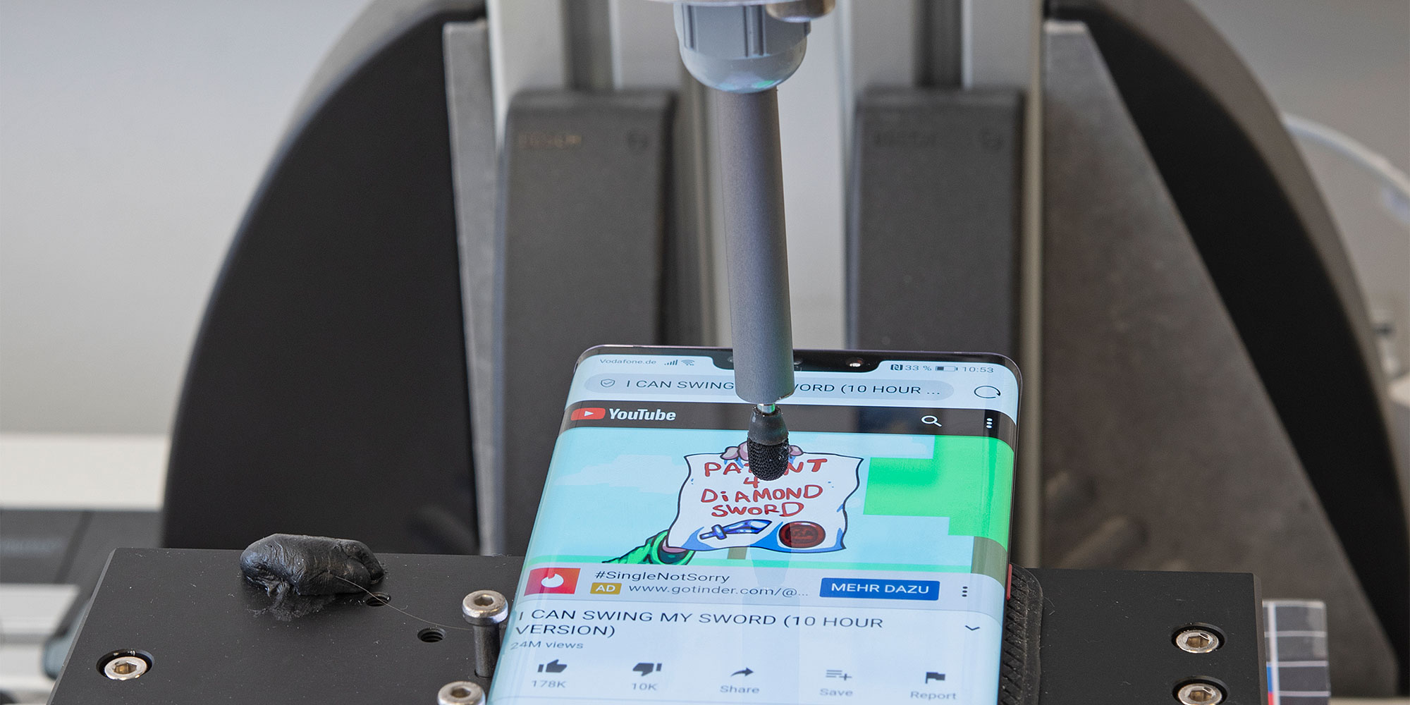 We use a robot arm to cycle through the typical functions you'd use and test the battery life of phones