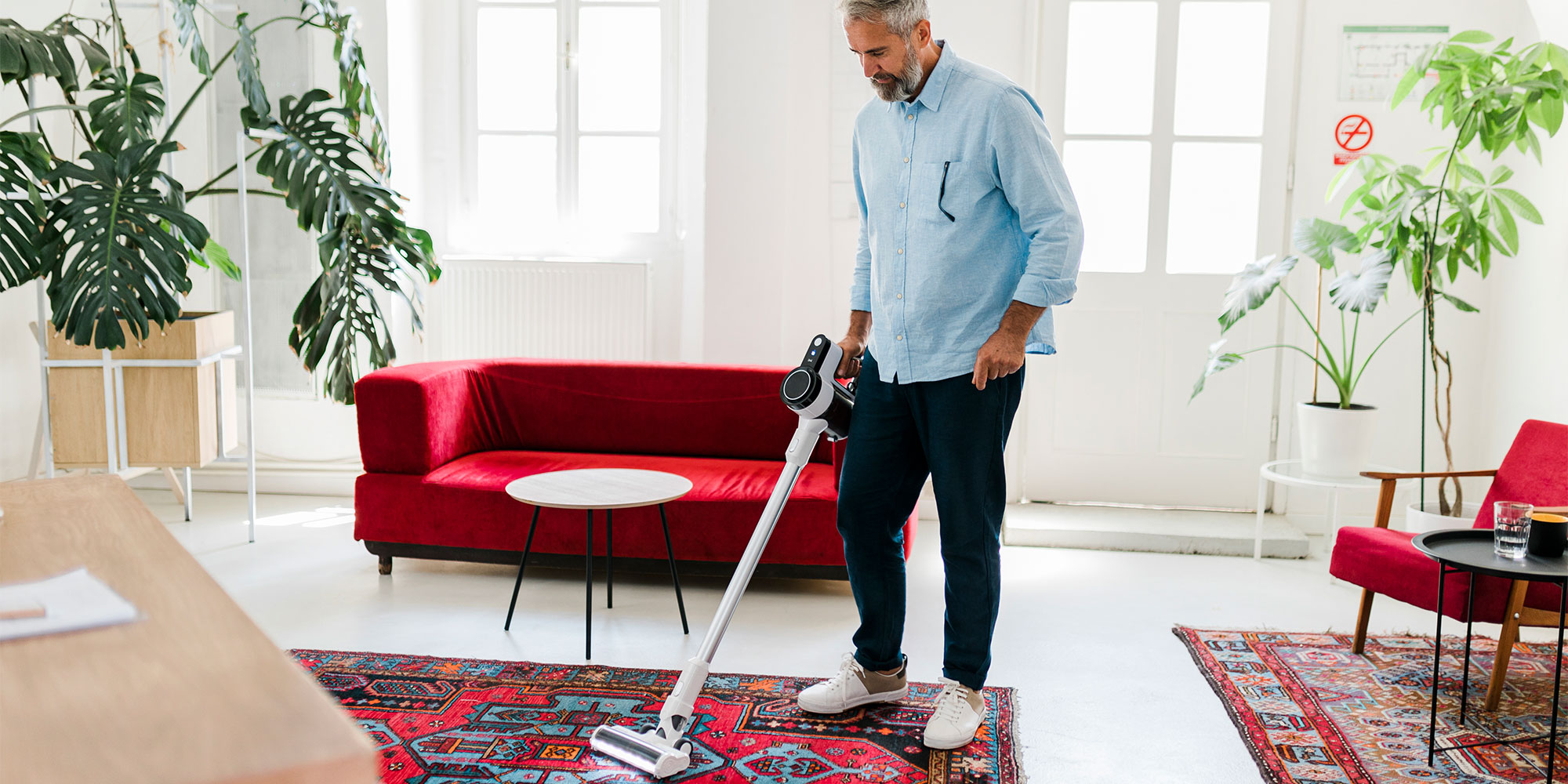 Using cordless vac