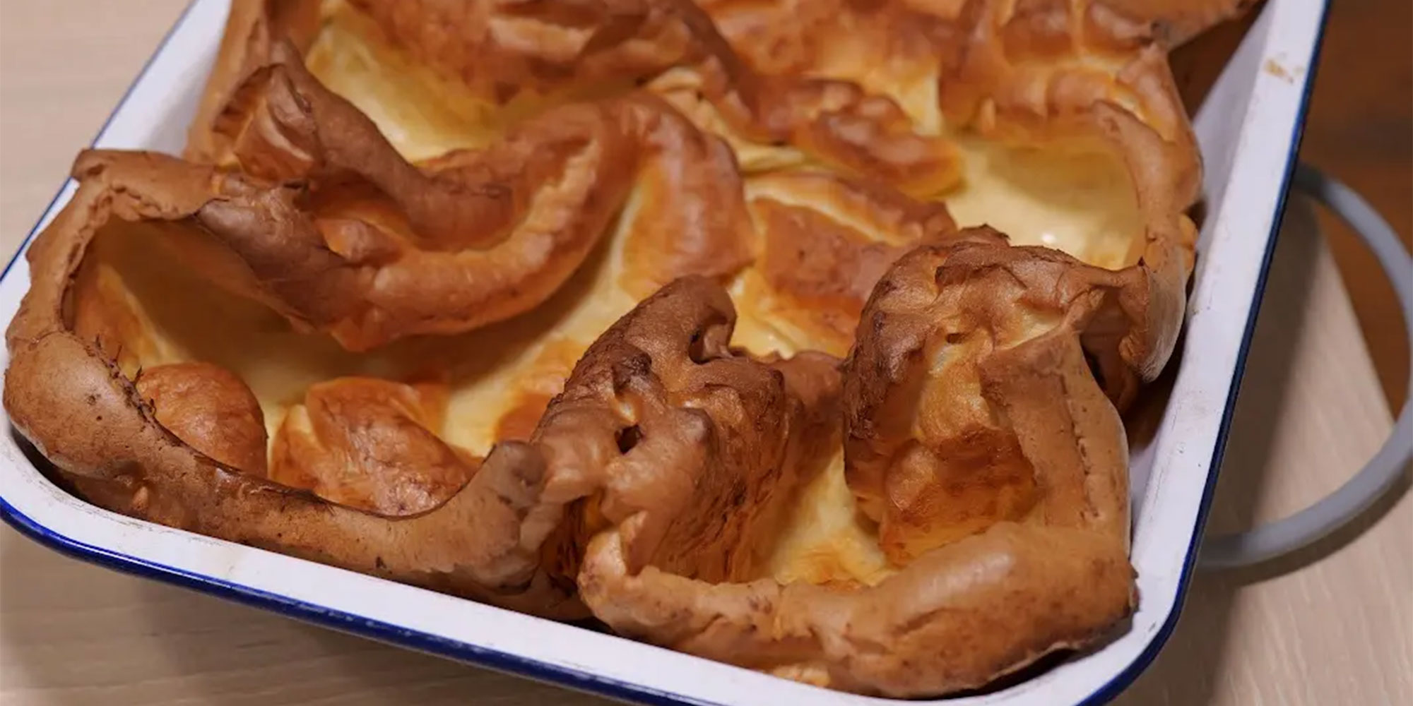 Large yorkshire pudding in a tin