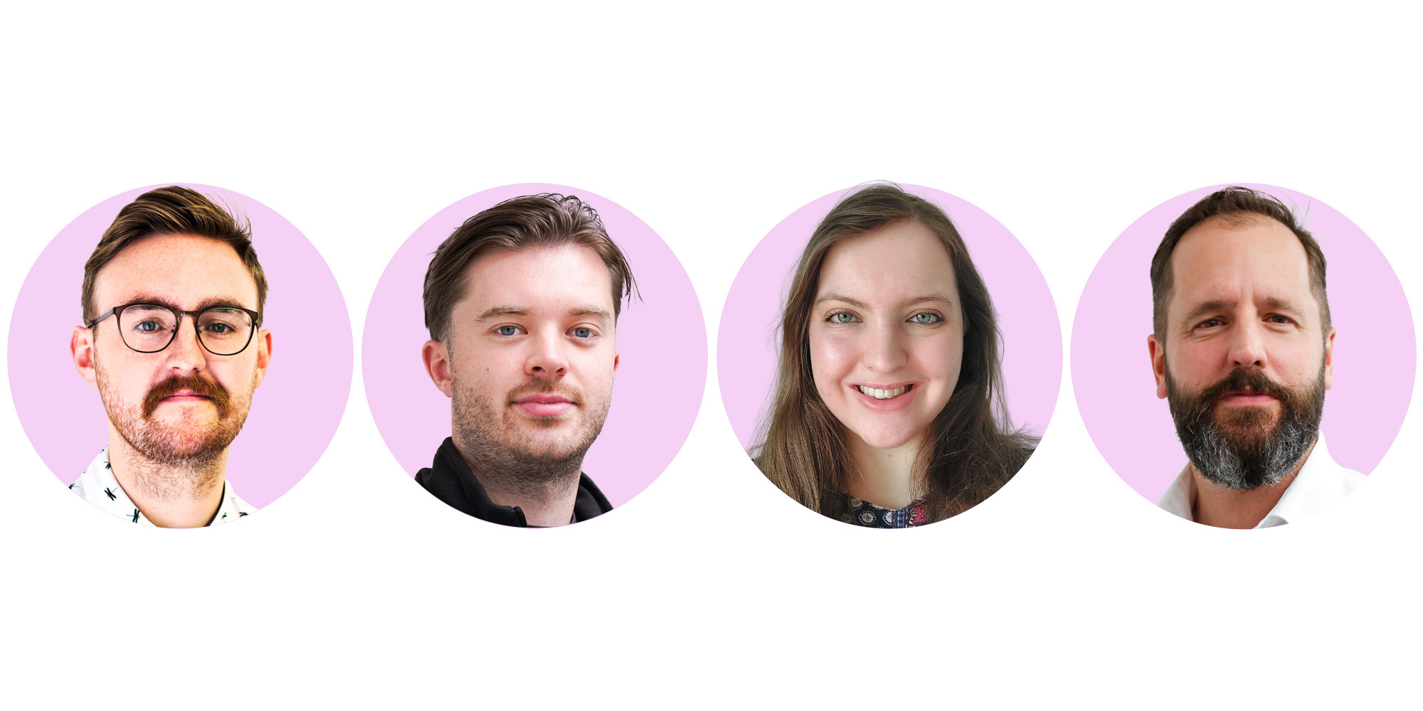 The audio testing team headshots, including Martin Pratt, Finn Rainbird, Olivia Pratt and Will Stapley