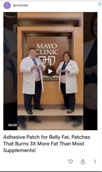 A scam ad using Mayo Clinic's logo