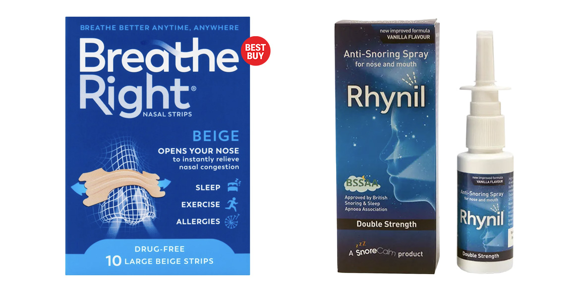 Breathe Right Nasal Strips vs Rhynil Anti-Snoring Double Strength Spray