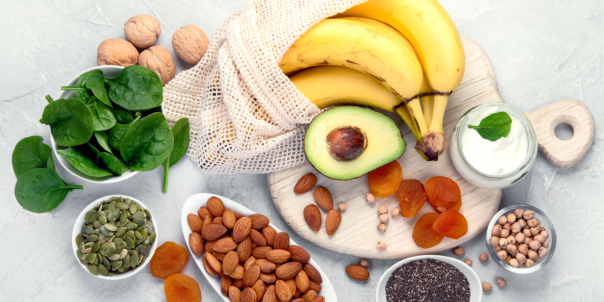 A range of different foods which are rich naturally in magnesium