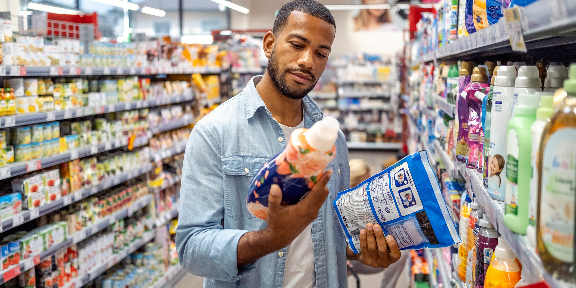 Man shopping for essentials