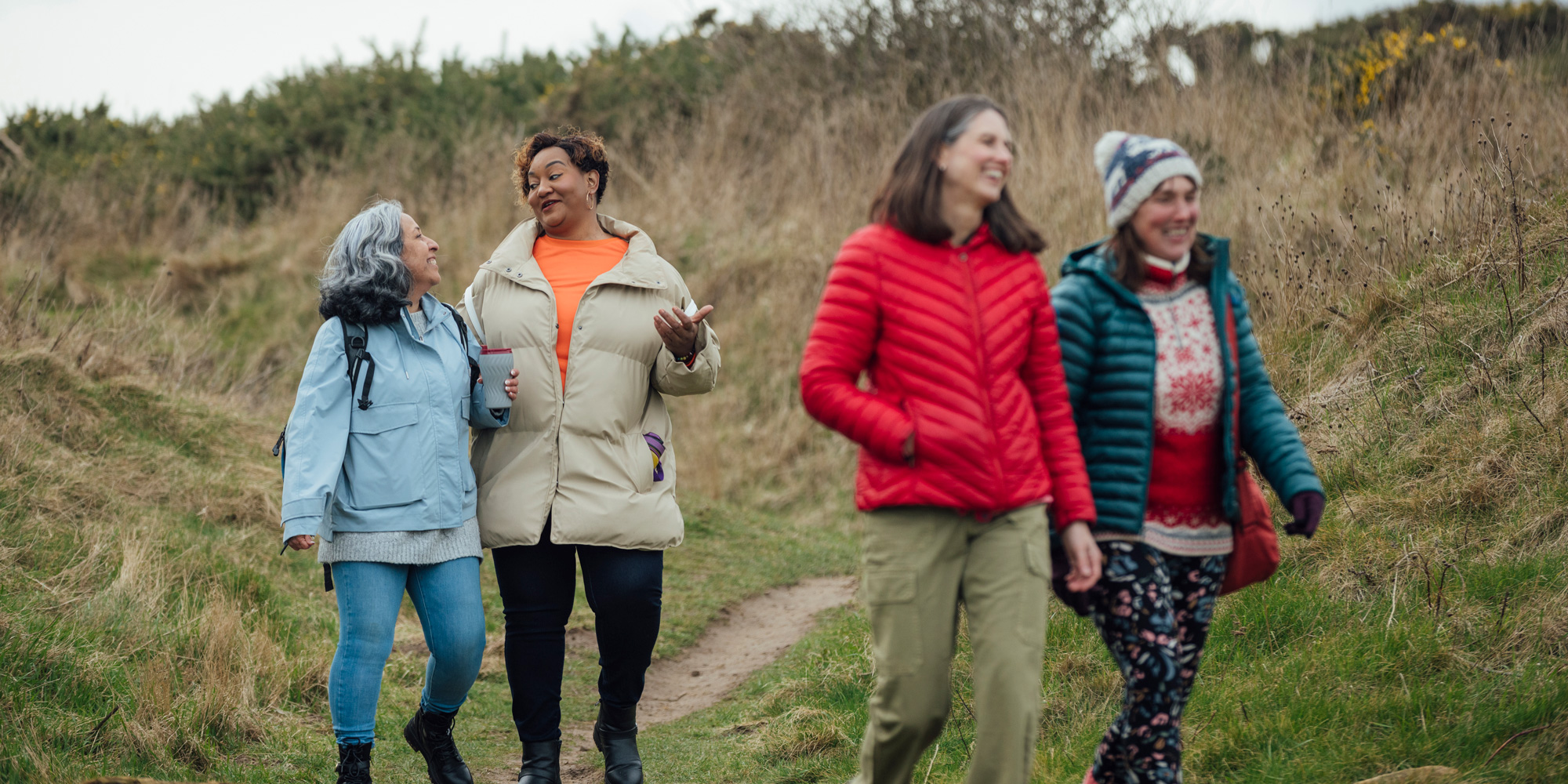 Middle aged women walking