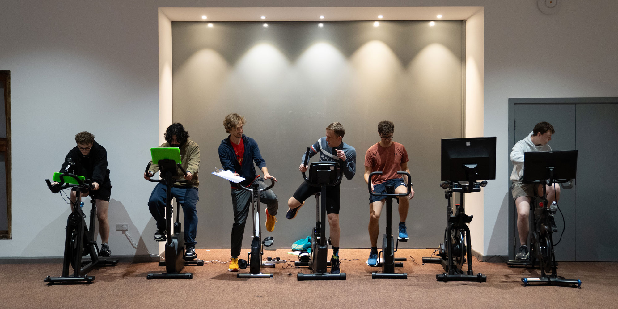 Group shot testing exercise bikes