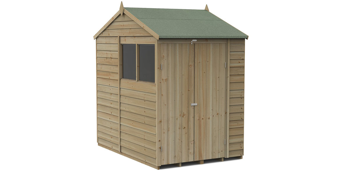 Forest4Life Overlap Double Door Reverse Apex Wooden Shed (7ft x 5ft)
