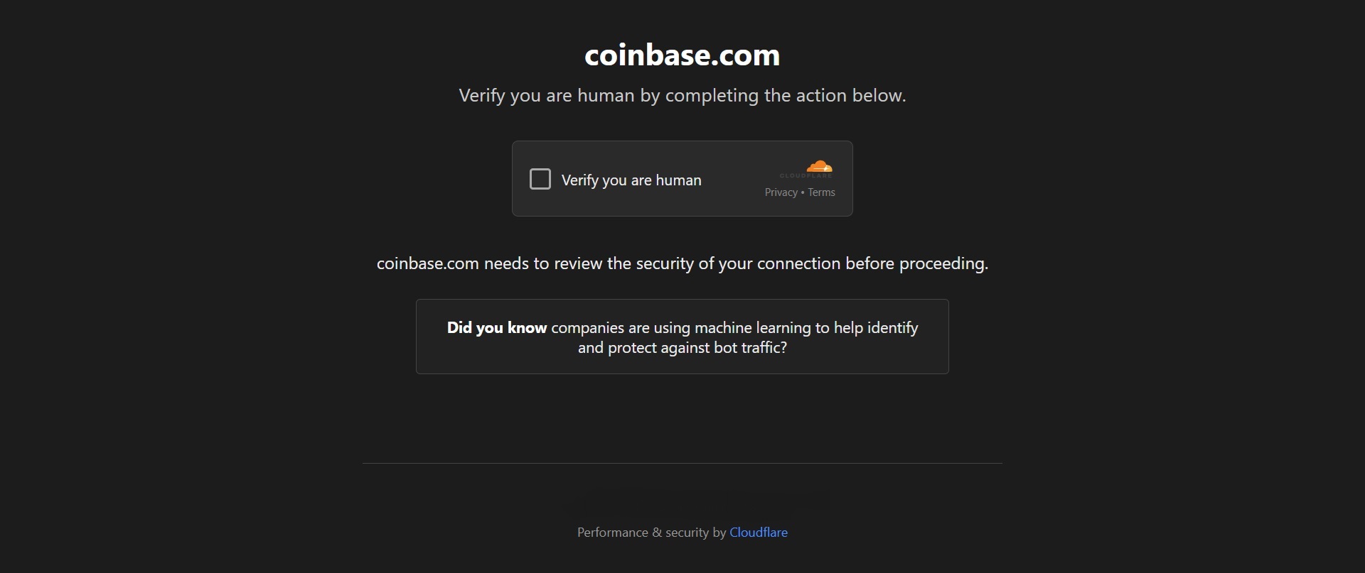A dodgy website asking for you to verify that you're human to log in to Coinbase