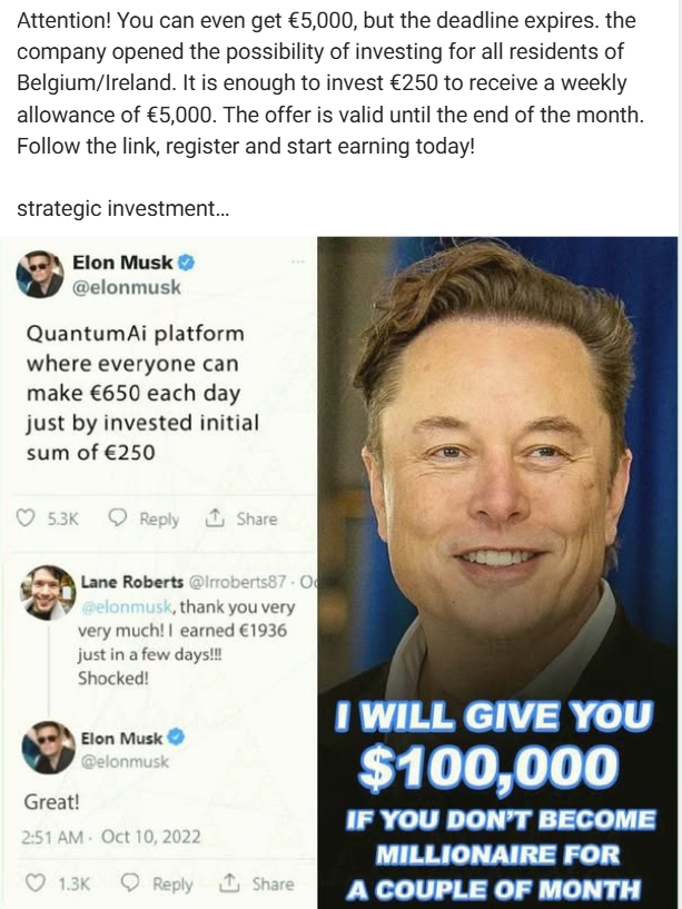 A dodgy advert promoting Quantum AI