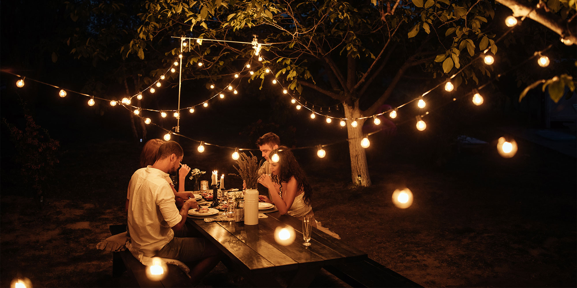 Solar garden lights outdoors