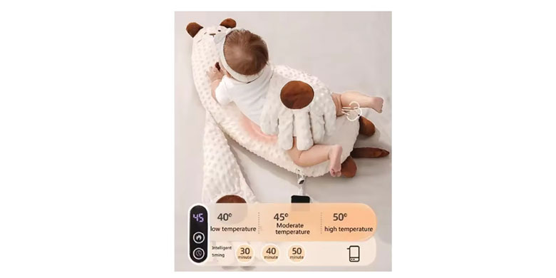Baby lying on a potentially unsafe sleeping pillow