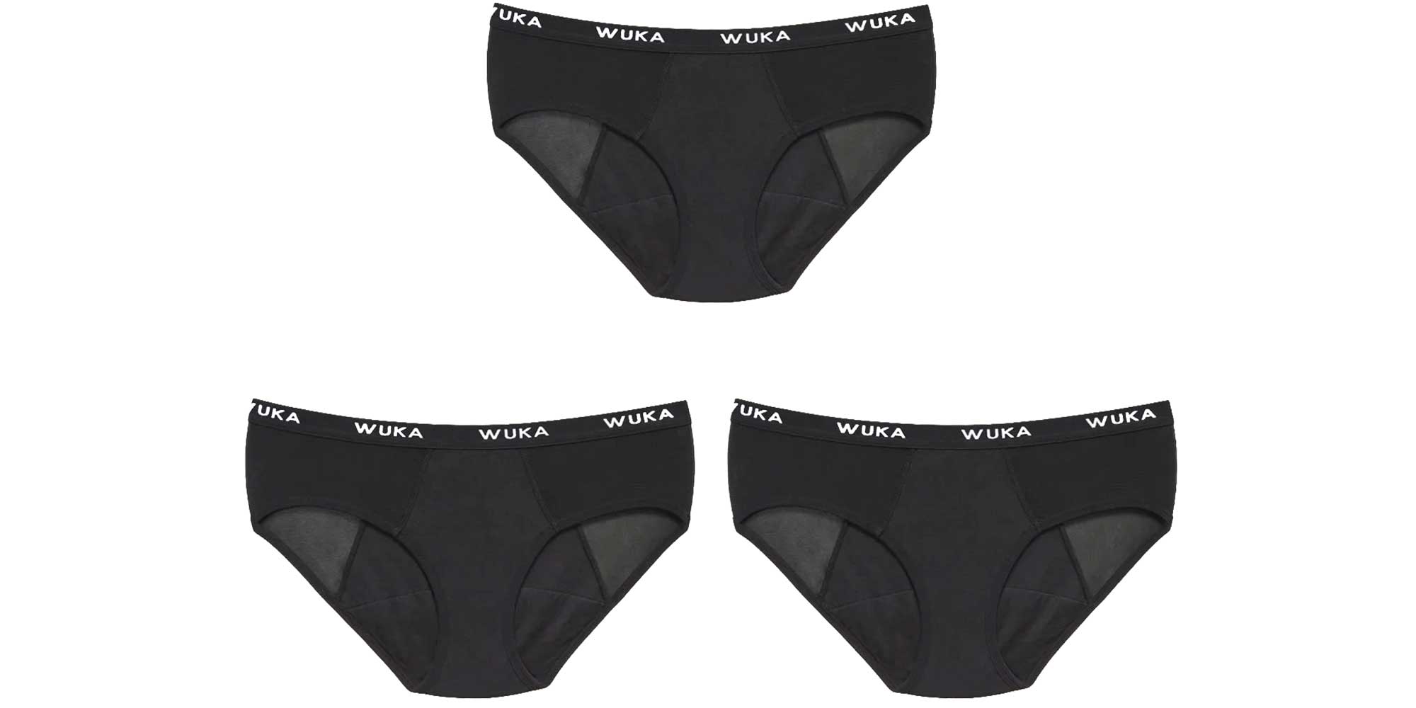 Three black Wuka Ultimate Midi Brief Period Pants