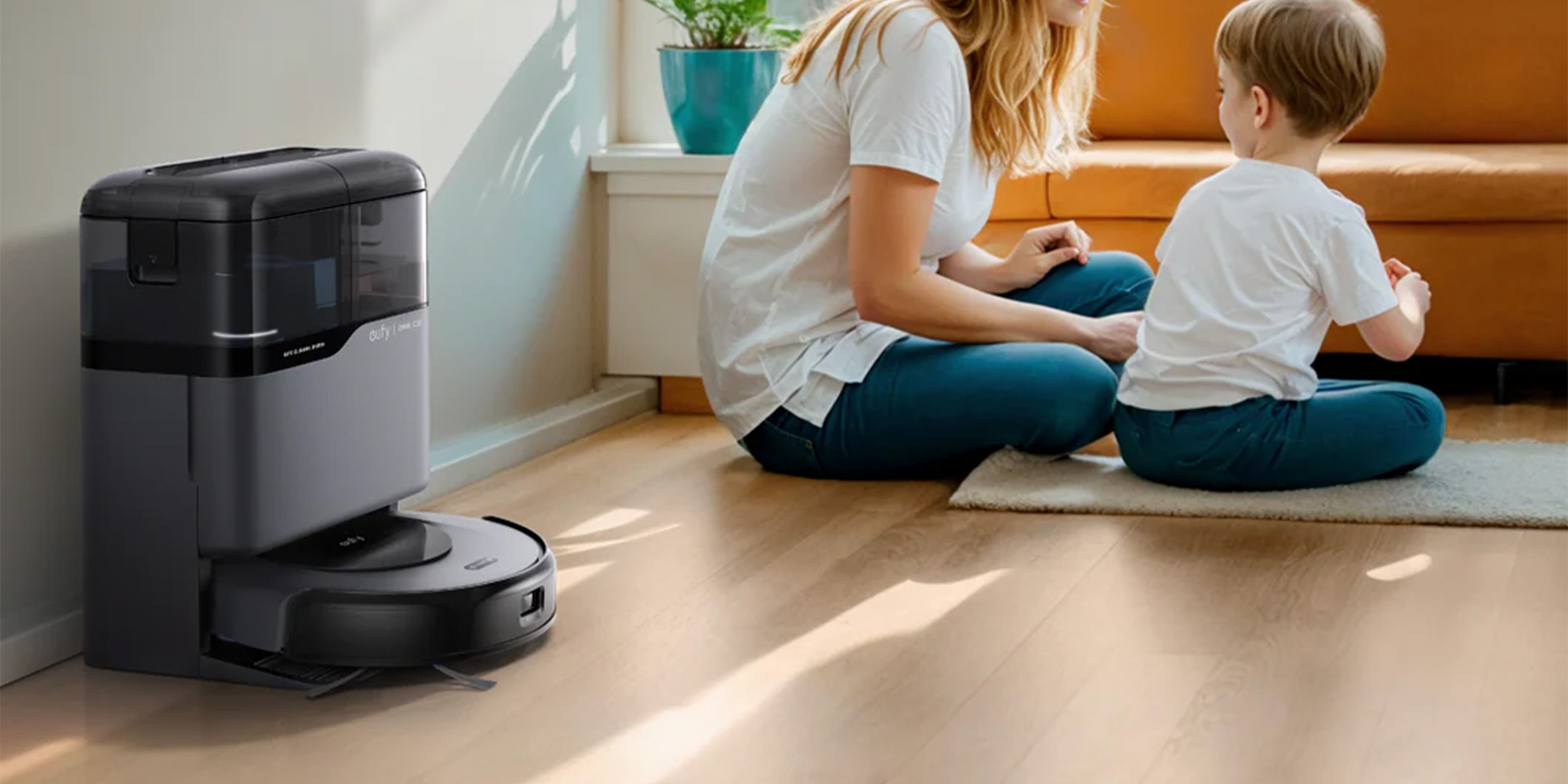 Robot vac in self-cleaning dock