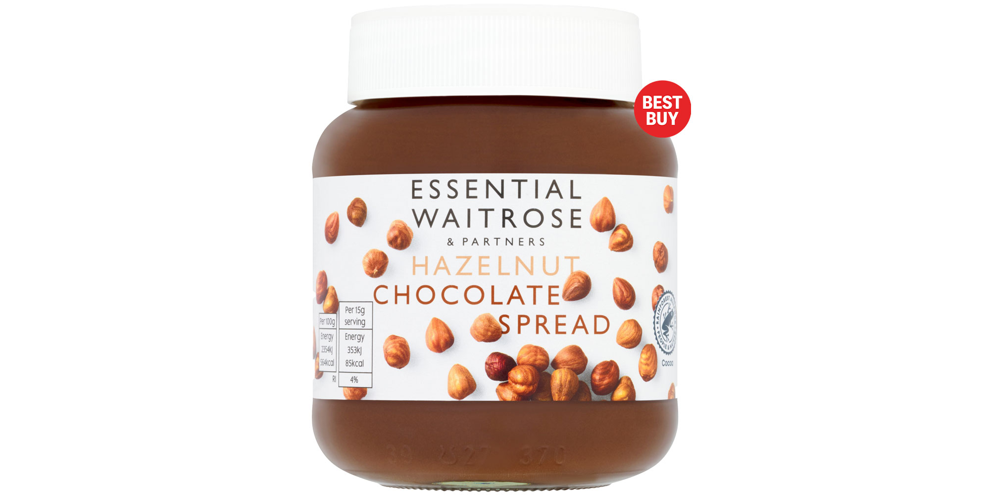 Waitrose chocolate hazelnut spread with Best Buy logo