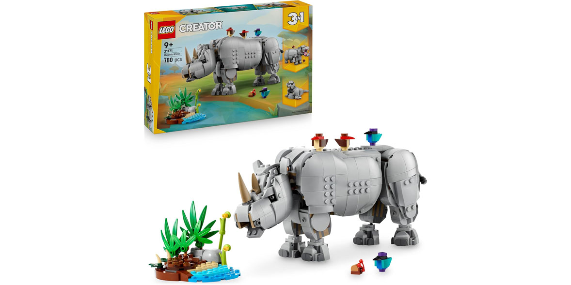 LEGO Creator 3in1 Wild Animals: Majestic Rhino with Birds Toy