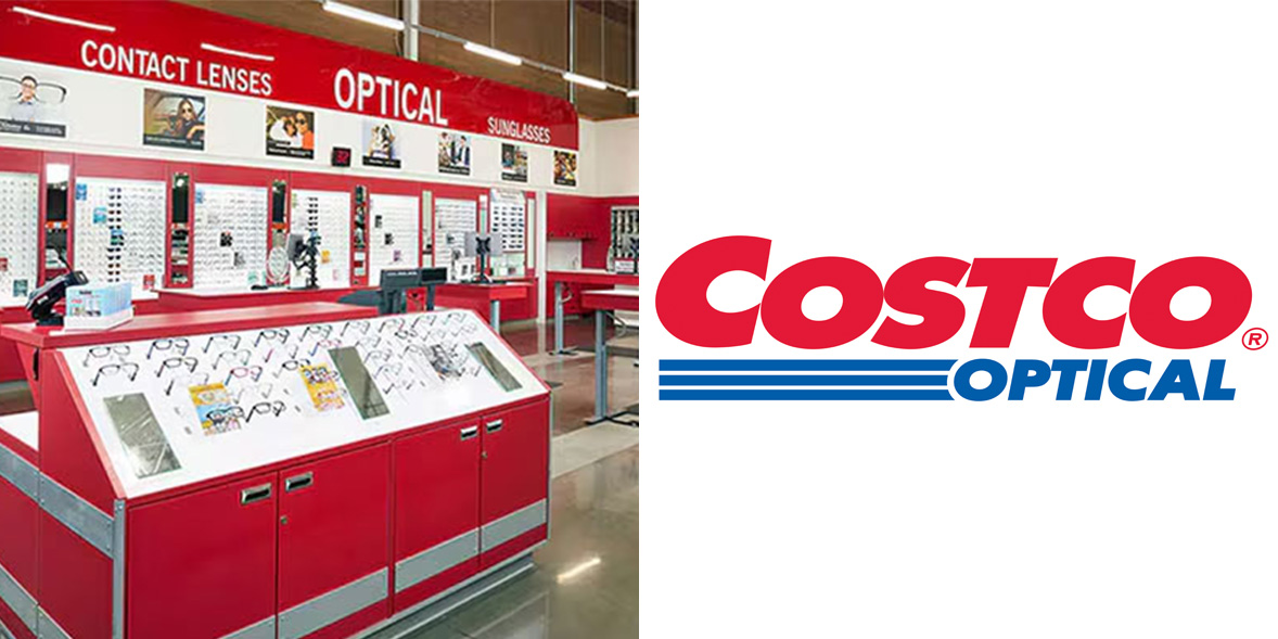 Opticians store alongside Costco Optical logo