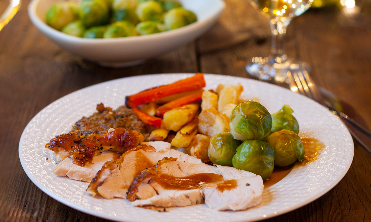 Christmas dinner serving