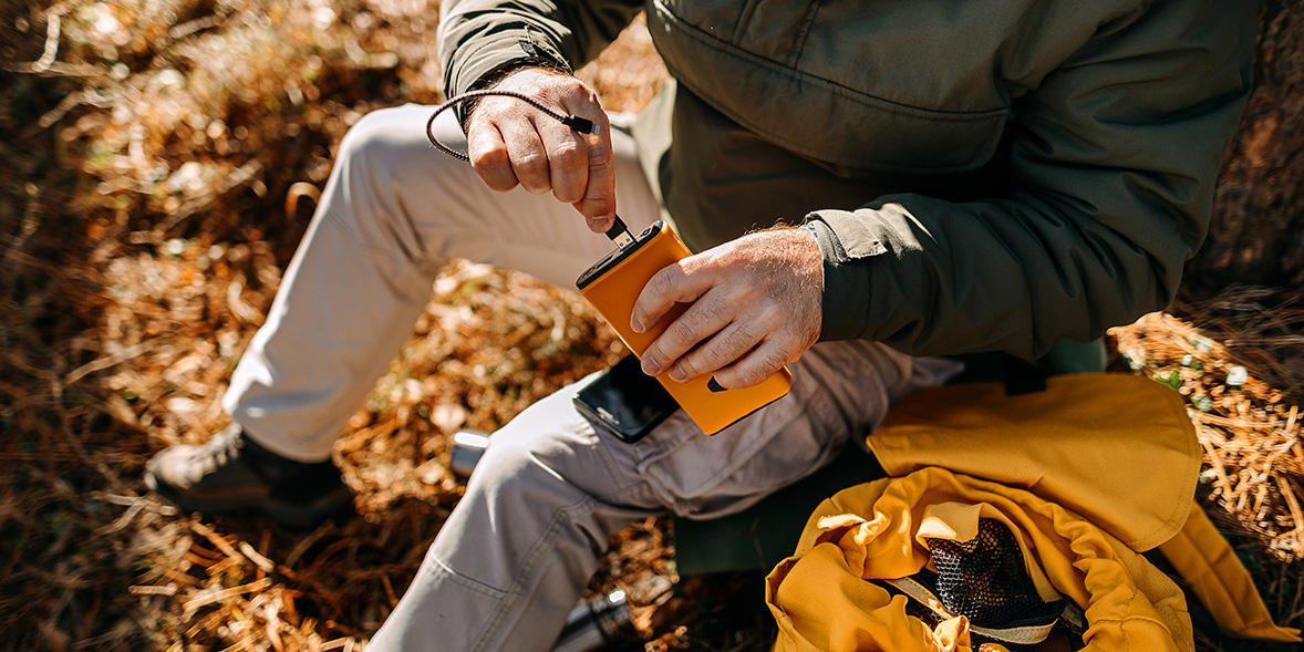 Power bank man outdoors