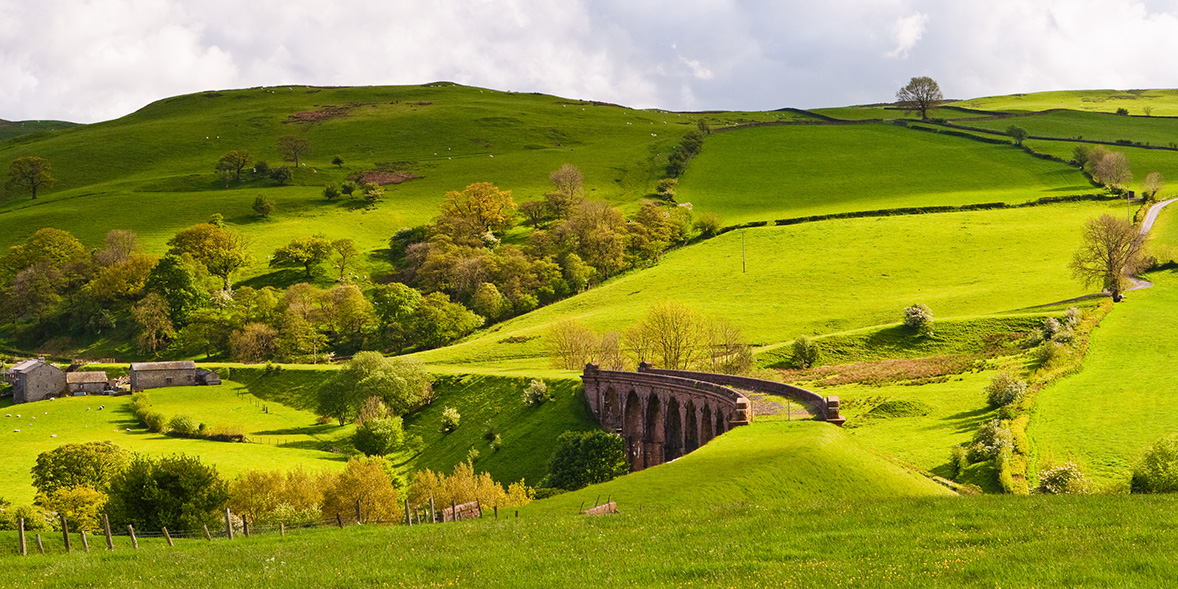 Countryside and aqueduct in Yorkshire Dales