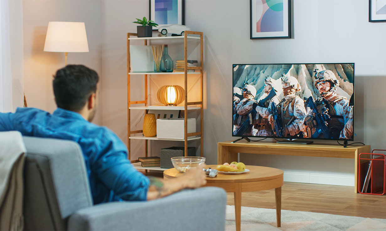 Someone watching 4K content on their TV