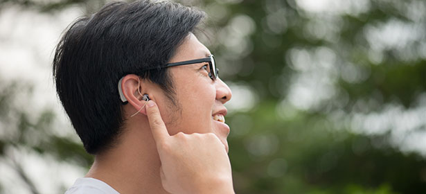 Man wearing hearing aid