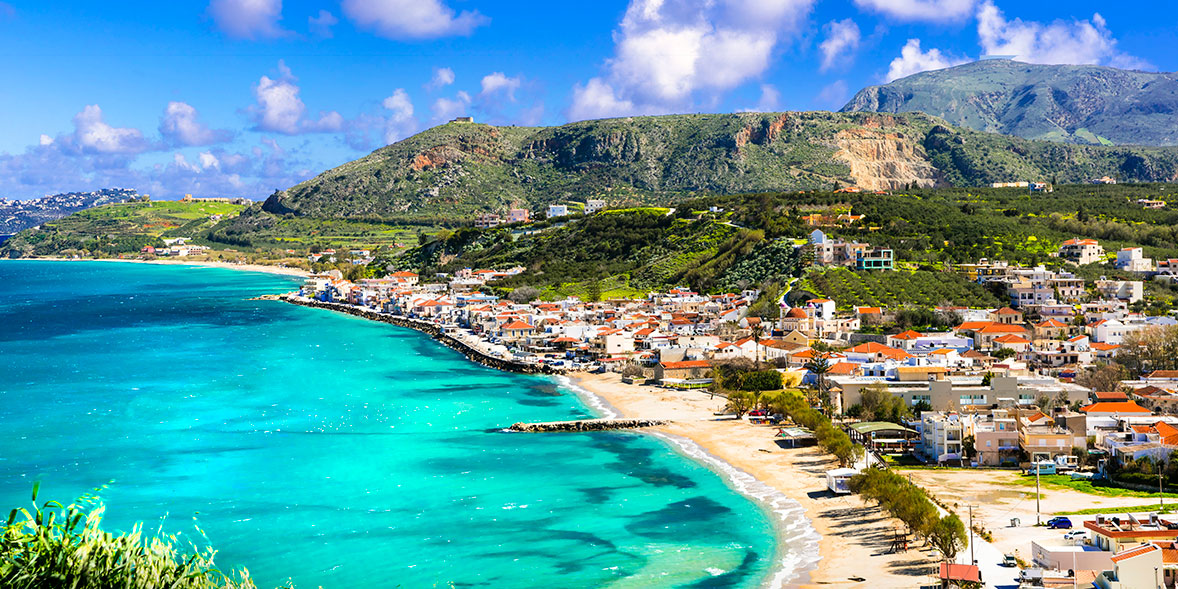 Beach and mountains in Crete, Greece