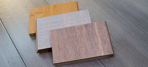 Bamboo flooring samples in different colours