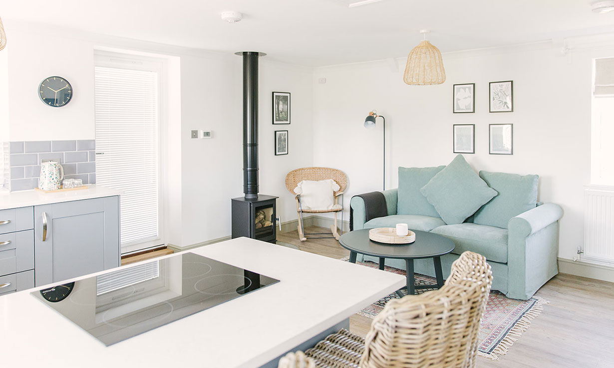 modern designed living room in a lodge in Suffolk